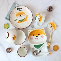 ceramic tableware cartoon cute dog household childrens breakfast plate tea tray dessert dinner plate kitchen ustensiles set