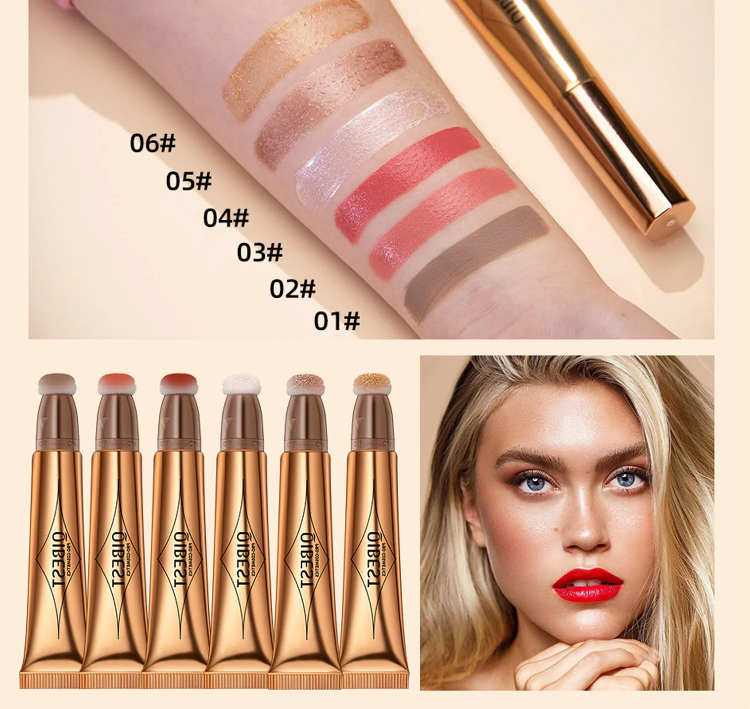 

Liquid Multifunctional Contour Blush Highlight Applicator Pearlescent Shimmer Matte Moisturizing Cream Brighten Facial Makeup