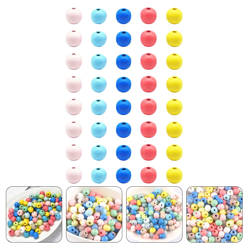 

500Pcs Multi-purpose DIY Wood Beads Decorative Beads DIY Wooden Bead Adorns
