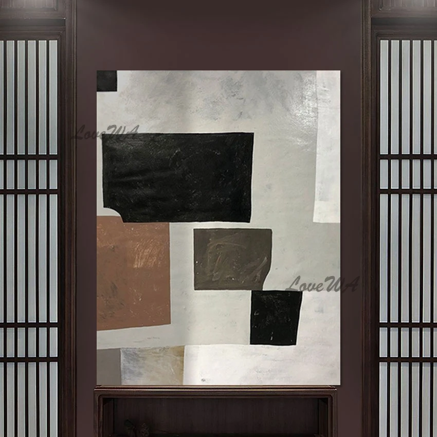 

Абстрактное искусство Большая фотография без рамки акриловая живопись черная белая текстура Масляные картины на холсте Китай
