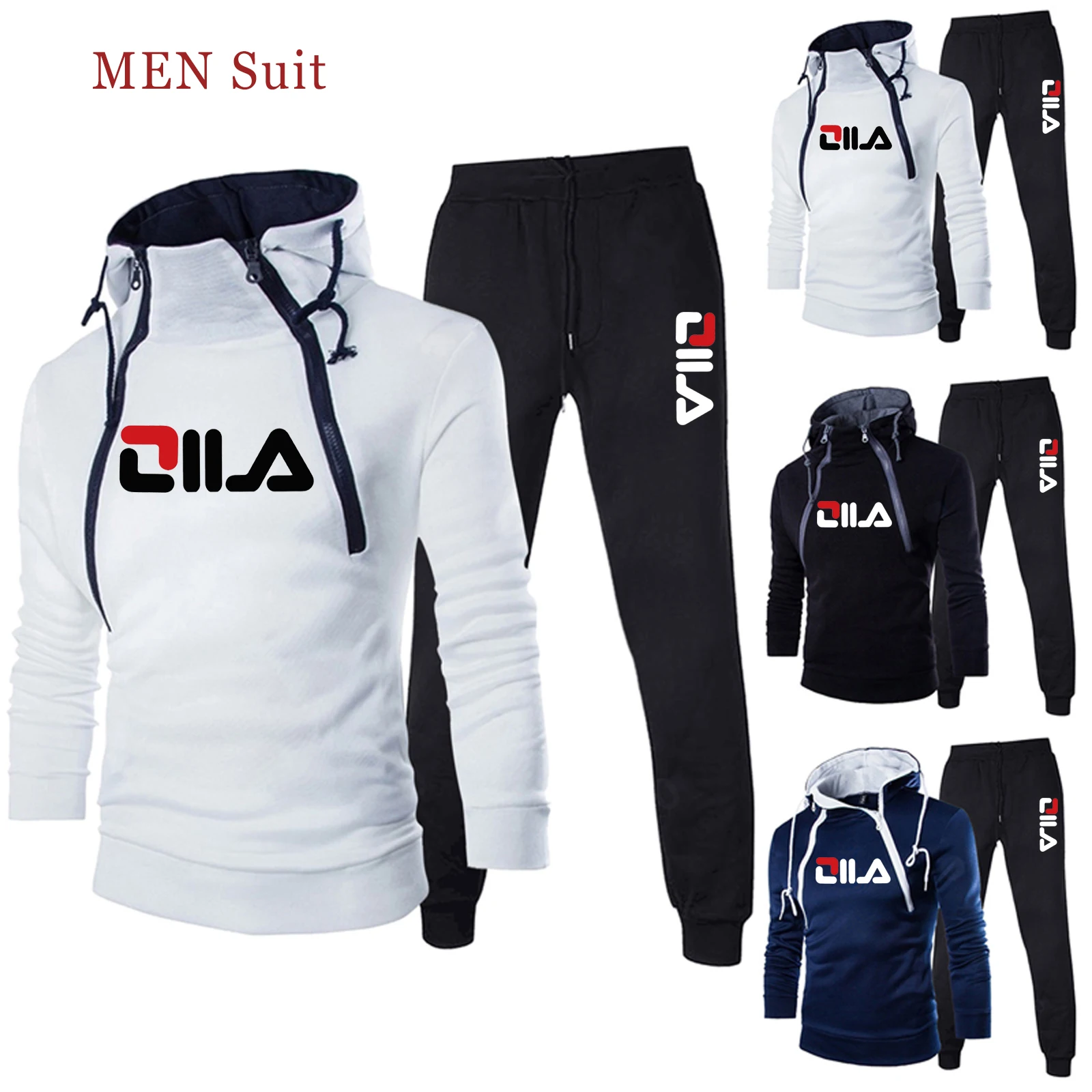 

2022 Trending Men Suits Indian Motorcycle Jacket And Sweatpants Autumn Winter Zipper Design Thickened Men Hooded Tracksuit