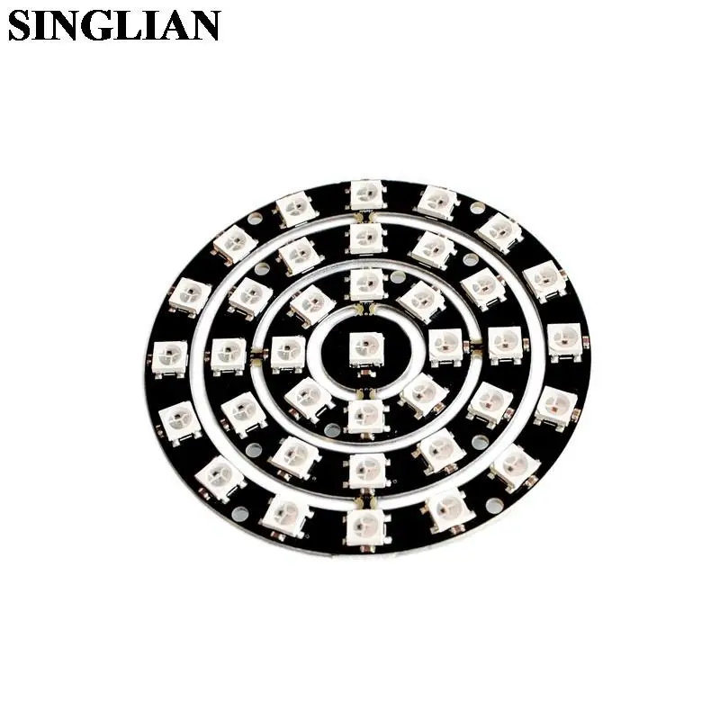 

37 bits WS2812B 5050 RGB LED Встроенный полноцветный ходовой светильник кольцо макетная плата модуль со встроенными драйверами