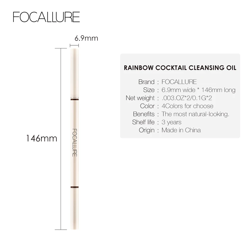 FOCALLURE 4 Colors Ultra Fine Triangle Eyebrow Pencil Precise Brow Definer Long Lasting Waterproof Blonde Brown Eye Brow Makeup images - 6