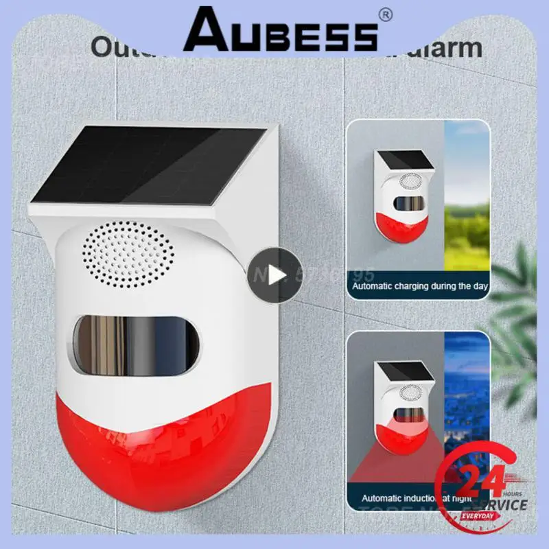 

Solar Infrared Alarm Detector Sensor Multi-function 110db Loud Human Body Infrared Lamp Rf433 Alarm Light Smart Home Foldable