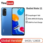 Оригинальный телефон Xiaomi Redmi Note 11, 64 ГБ128 ГБ, процессор Snapdragon 680, 6,43 дюйма, 90 Гц, AMOLED дисплей, 5000 мАч, 33 Вт, 50 МП