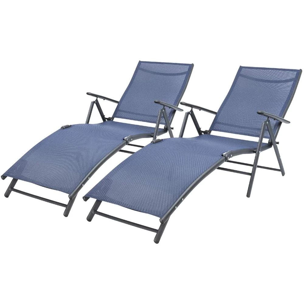 

Patio Lounge Chair Outdoor Adjustable Chaise Lounge Folding Recliners Set of 2 Sun Loungers Outdoor Furniture