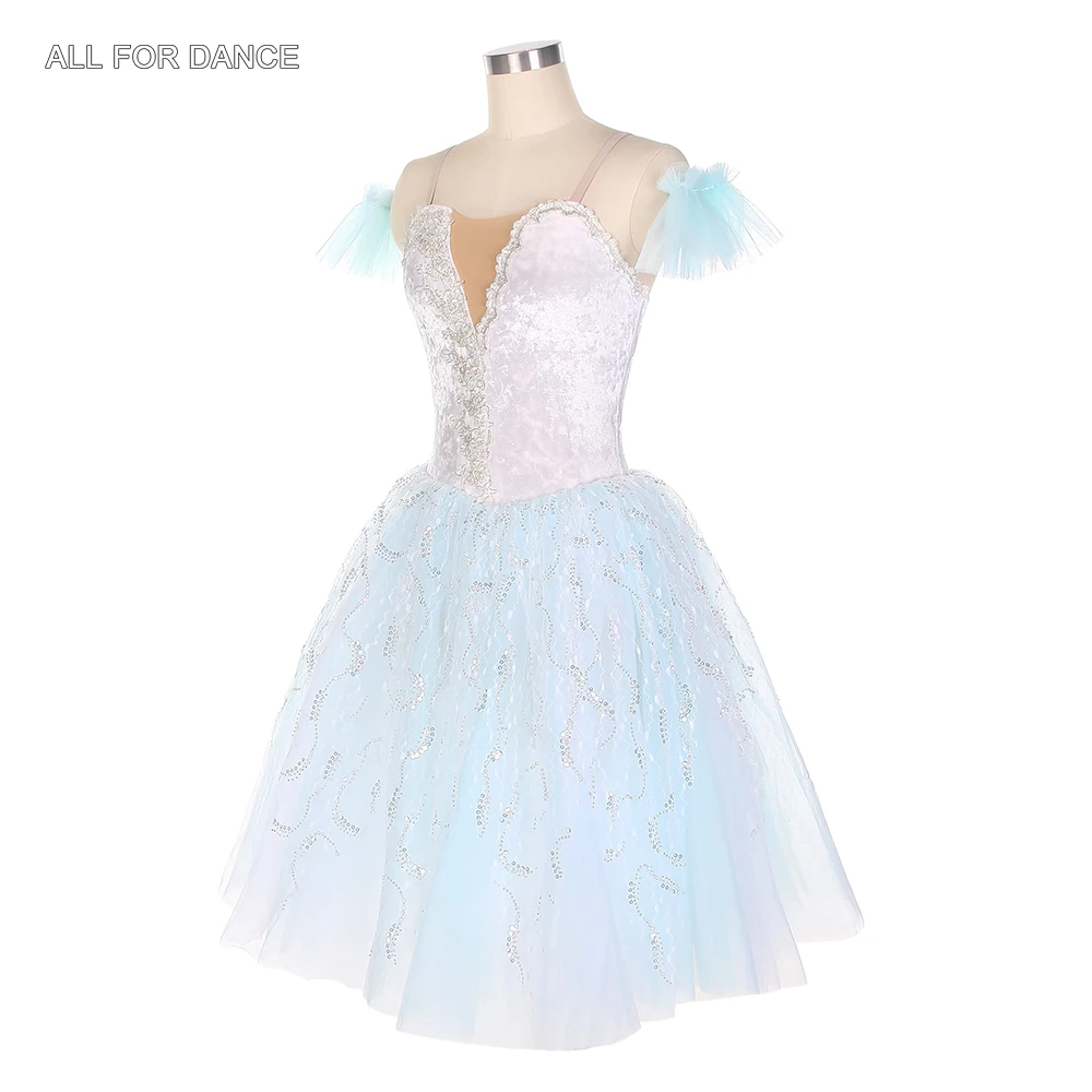 21315 Белый бархатный лиф с бледно-зеленой длинной романтической юбкой-пачкой для