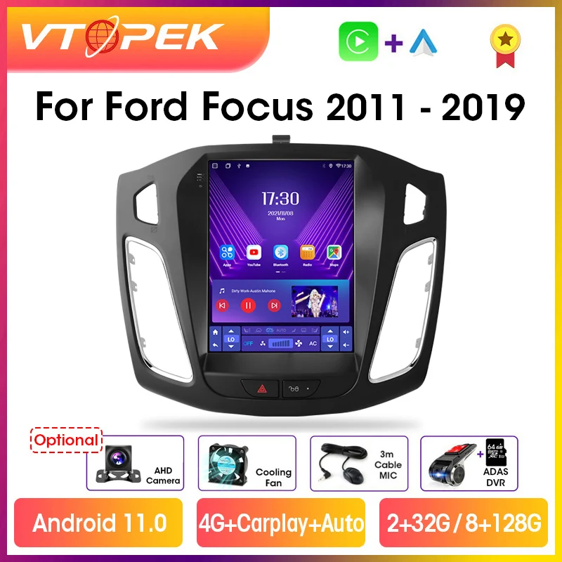 Автомобильный мультимедийный видеоплеер Vtopek 9 7 дюйма 4G Carplay 2din Android 11 GPS-навигация