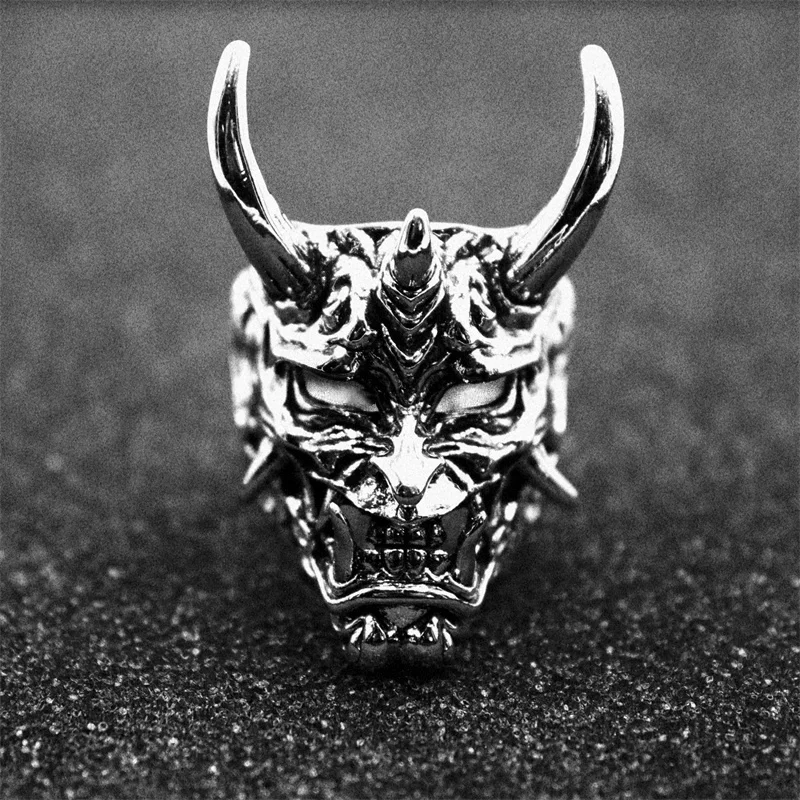 

Titanium Steel Demon Mask Skull Open Ring Vintage Men's Fashion Domineering Punk Hip Hop Rock Fashion Jewelry Wholesale