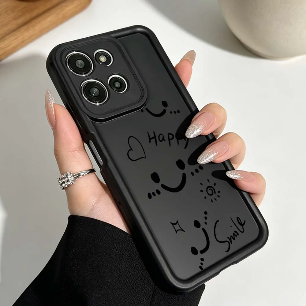 Фото Забавный черный чехол со смайликом для Motorola Moto G86 G85 G75 G56 G35 G24 G06 Edge 70 60 50 Fusion Eye Ladder Phone Case №3