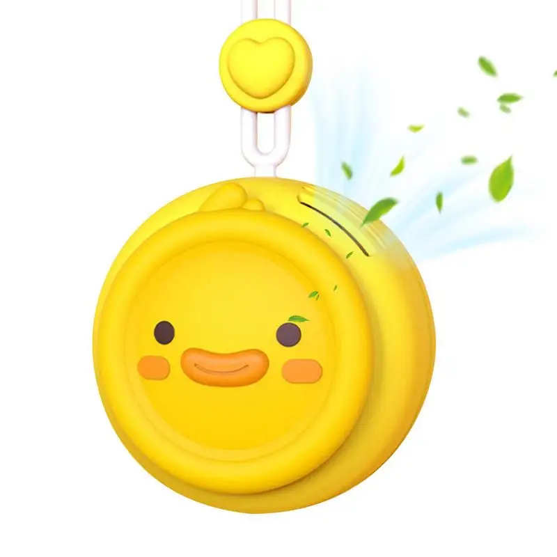 

Cartoon Neck Hanging Small Fan Portable Mini Fans Children's Cartoon Animal Silent Handheld Lanyard Leafless Charging Fan
