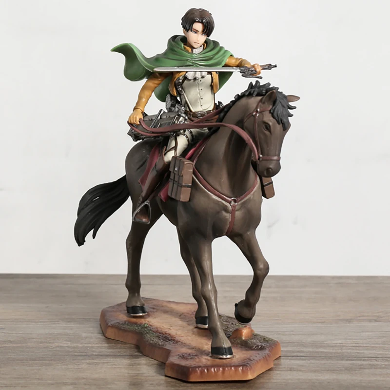 Attack On Titan Levi Ackerman Horse Riding Figure Model Painted Statue Collection