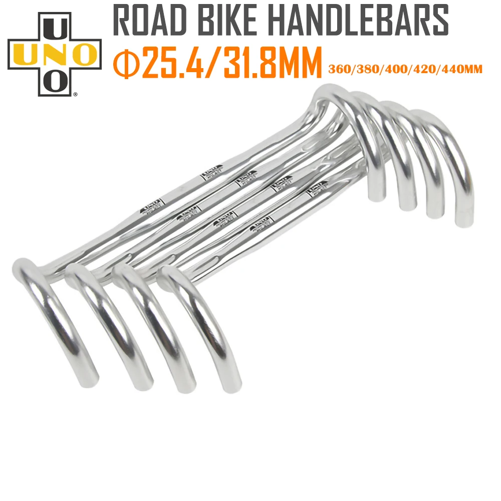 

UNO CR12 Racing Bike Handle Bent Bar Ultralight Road Bicycle silver Handlebar 25.4/31.8mm 360/380/400/420/440mm Bicycle Part