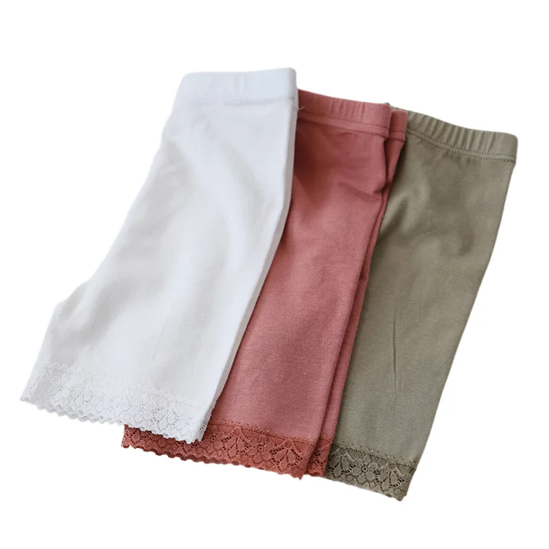 Новинка лета 2024 модные и удобные детские хлопковые кружевные леггинсы для