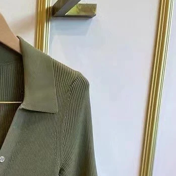 

Женское трикотажное мини-платье, зеленое однобортное платье с V-образным вырезом, весна-лето 2022