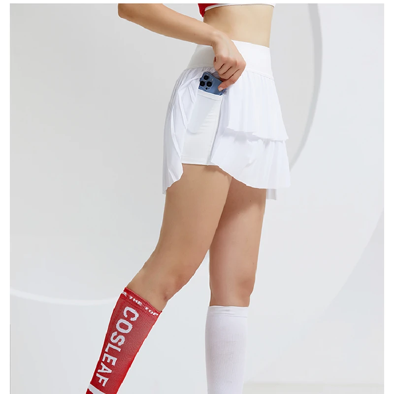 Women High Waist Double Layer Pleated Skirt Sports Golf Tennis Skirts Fitness Athletic Running Short Athletic Workout Skort