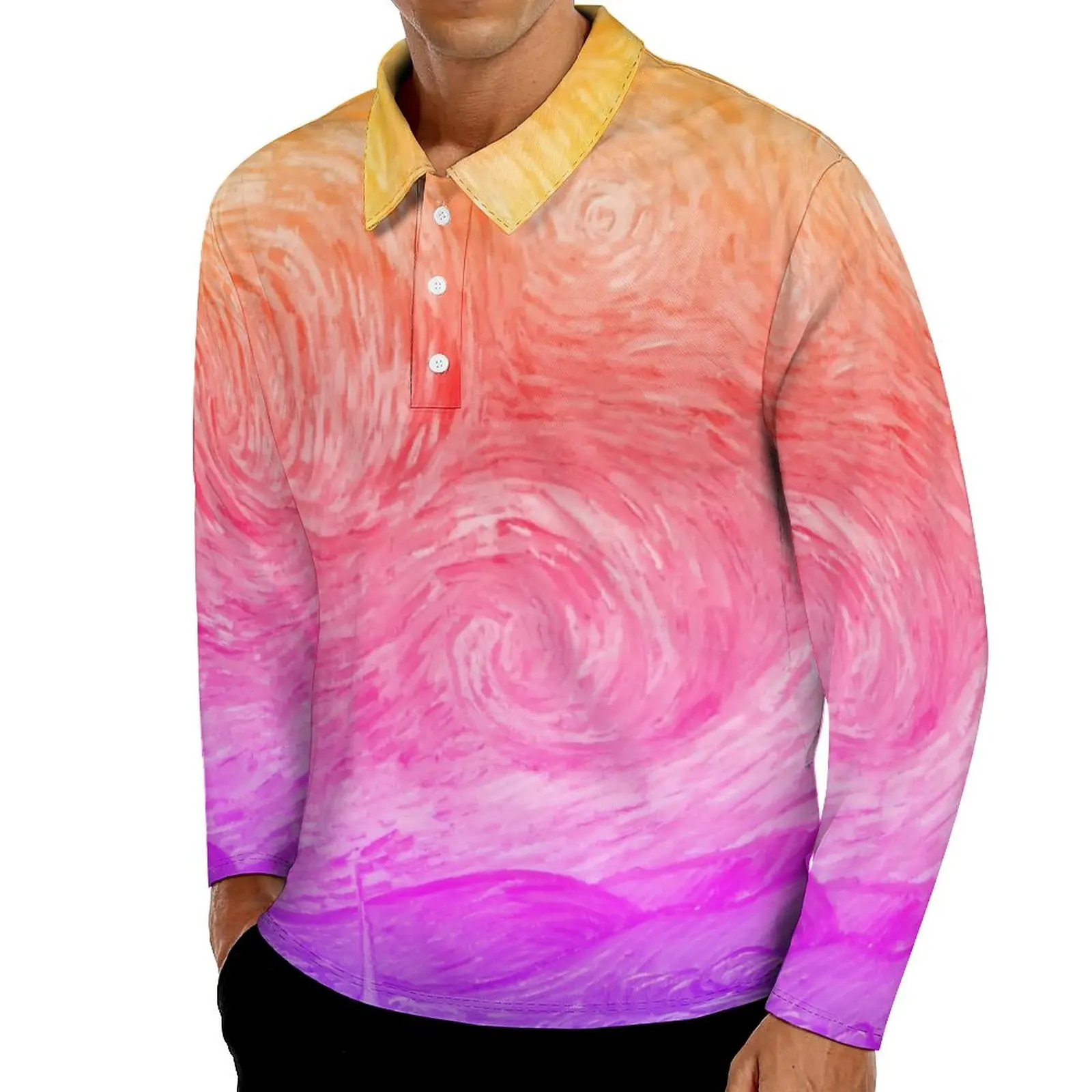 

Рубашка-поло женская с длинным рукавом и отложным воротником, в стиле оверсайз