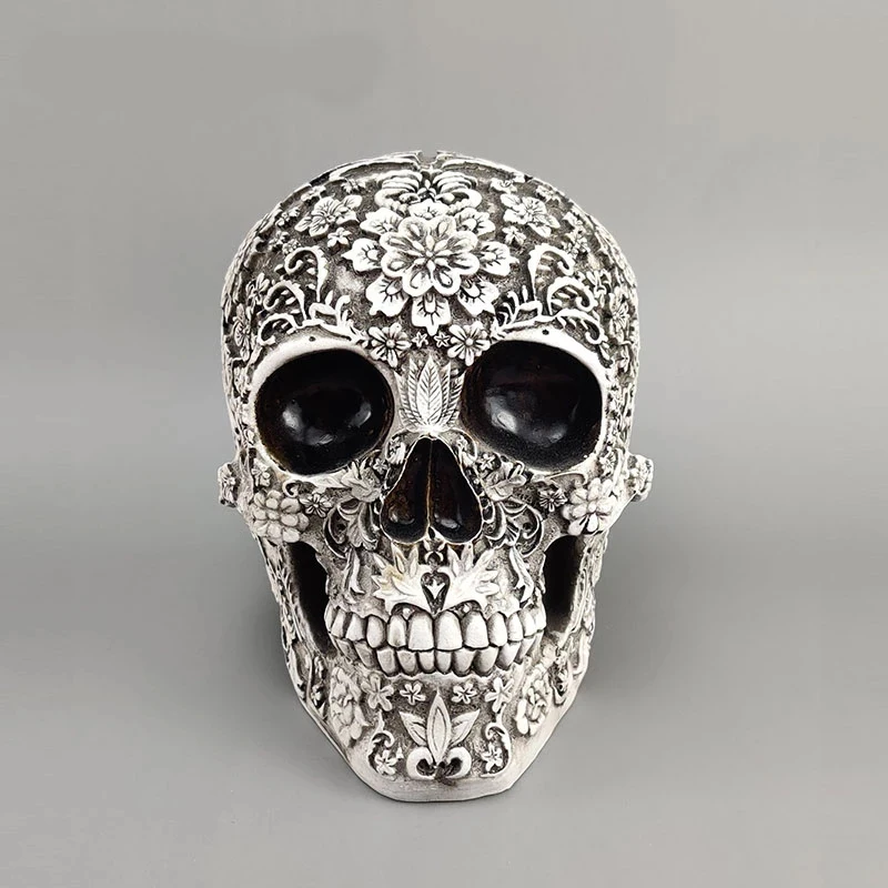 

Resin 20cm Carved Skull Halloween Party Decor Craft White Skull Head Skull Sculpture Ornament Home Decoration Research