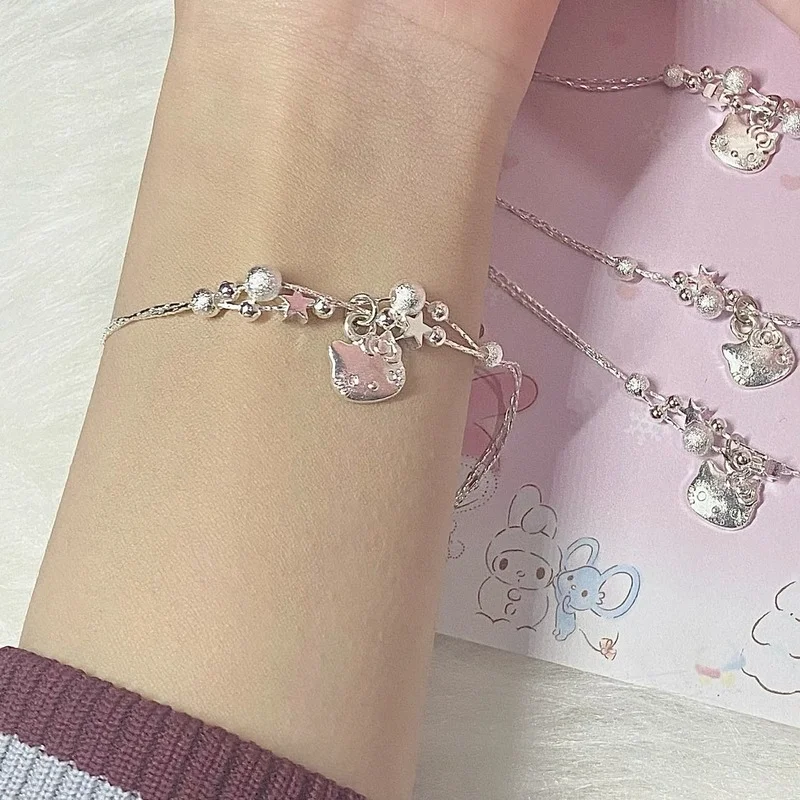 

Kawaii Sanrioed Anime Cartoon series HelloKitty mymelody Kuromi cute Fashion creative Princess Star payment Bracelet girl Gift