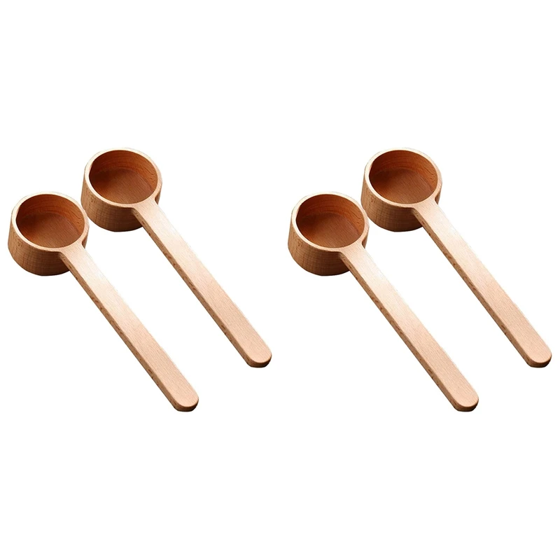 

4 Pcs Coffee Scoop,Beech Wooden Coffee Ground Spoon,Measuring Scoop,Soup Cooking Mixing Stirrer,Wooden Tea Scoop