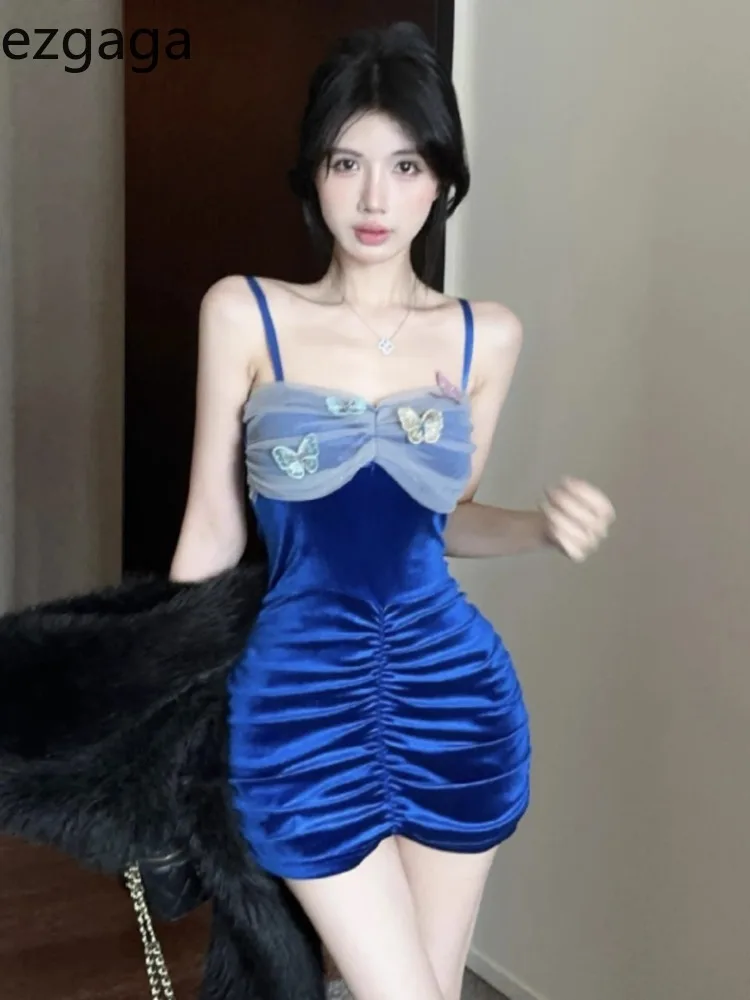 Мини-платья Ezgaga женские пикантное бархатное элегантное облегающее платье с