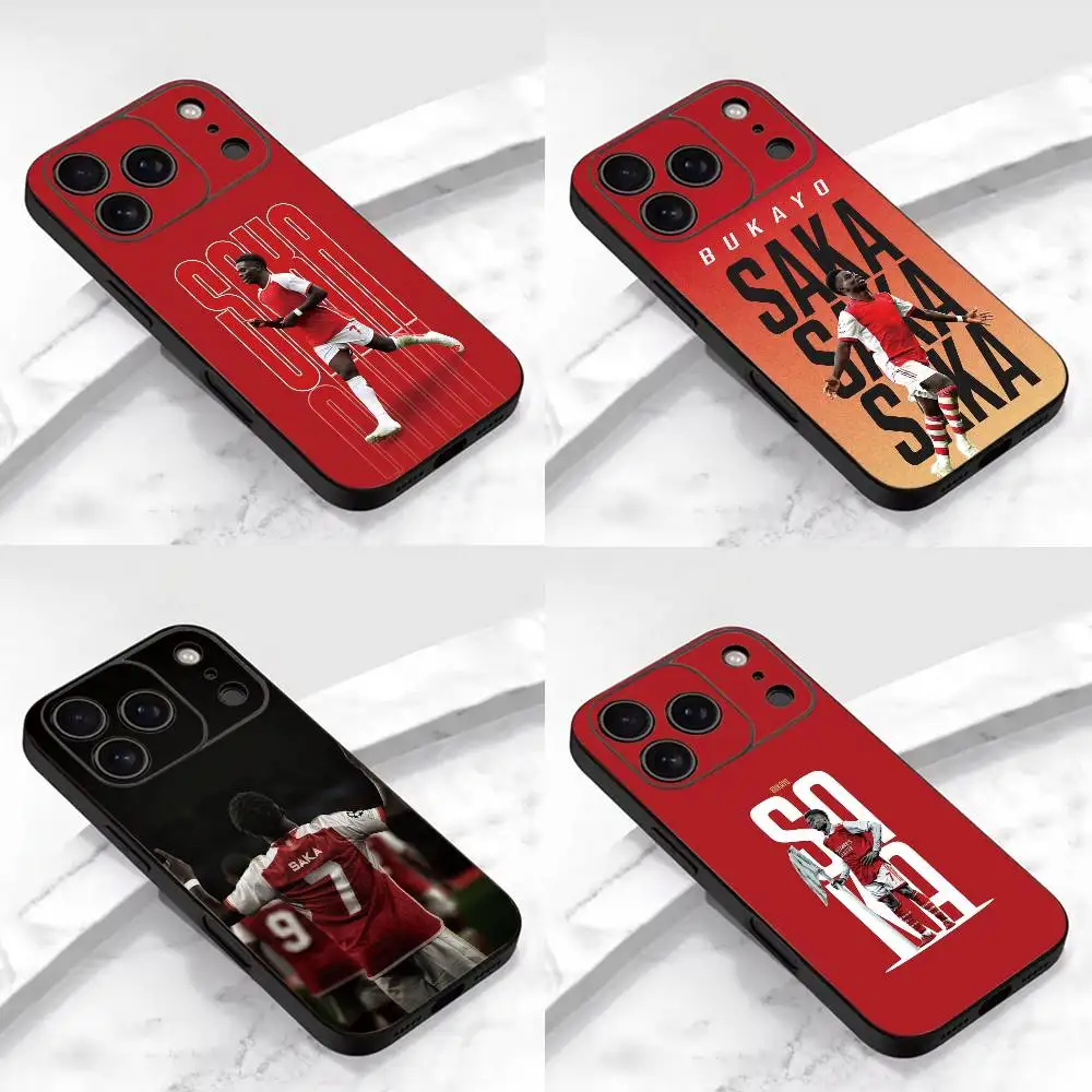 Фото Чехол для телефона Football Bukayo Saka 7 для iPhone 17, 16, 15, 14, 13, 12, 11 Plus, Pro Max и других моделей, мягкий черный чехол №1