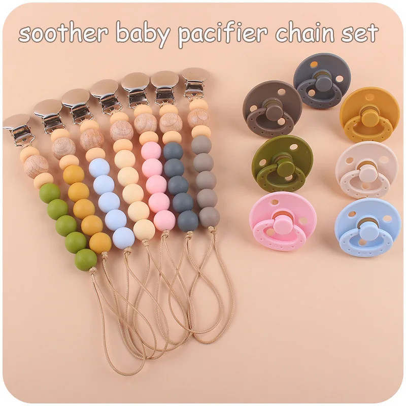 

2Pcs/Set Soother Silicone Bead Pacifier Chain Baby Dummy Clips Nipple Holder Anti-drop Chains Pacifiers For Babies Newborn Stuff