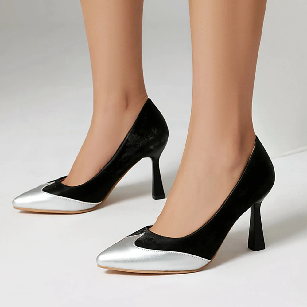Фото Zapatos De Mujer 2025: весна-лето, пикантная модная женская обувь на высоком каблуке, остроконечные фиолетовые свадебные туфли для невесты, большие размеры 45, 46 7058 №5