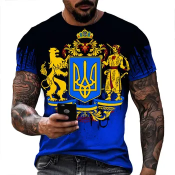 Hot 2023 Ukrainian T-Shirts Men 3D Vintage Print Flag Short Sleeve Harajuku Top New Oversized Shirts for Male Clothing футболка 3