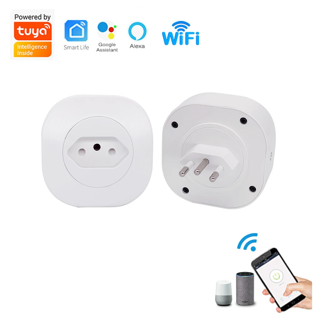 

Brazil 16A Wifi Smart Socket Adapter Tuya Wireless Remote App Timer Voice On/Off Monitor Control Plug Outlet Alexa Google Home