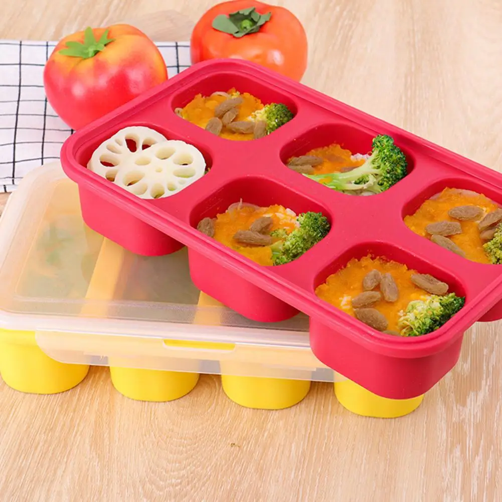

NEW 6-cavity Portable Silicone Freezing Tray With Lid Storage Box With Scales For Pesto Salsa Sauce
