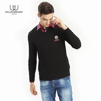 hellenwoody men sweater v neckslim knitted cardigan french autumn winter style merino embroidery casual fashion luxury