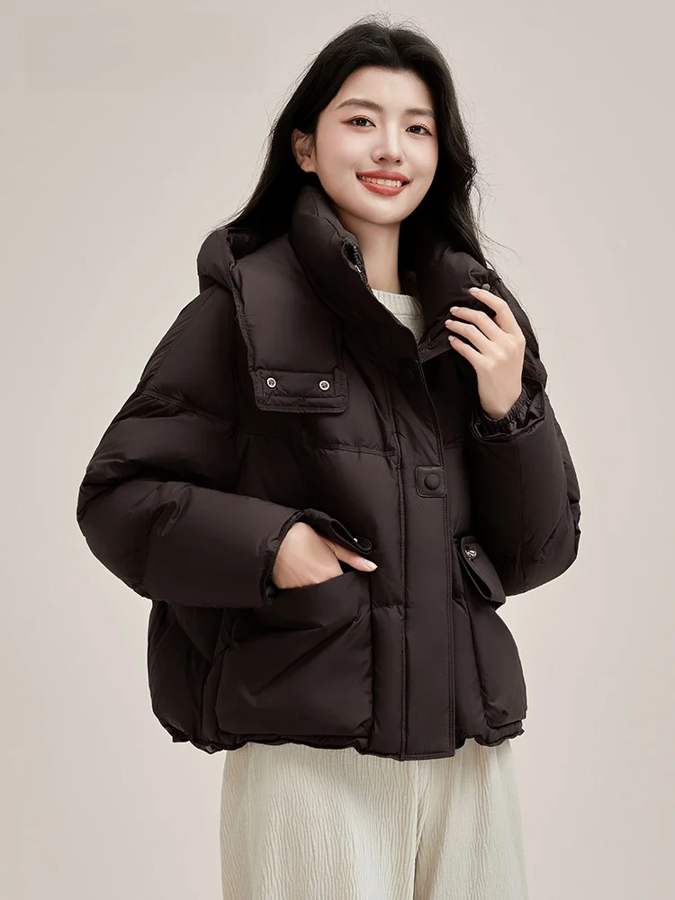 Короткий пуховик Duck женская зима 2024 новое консервативное утолщенное