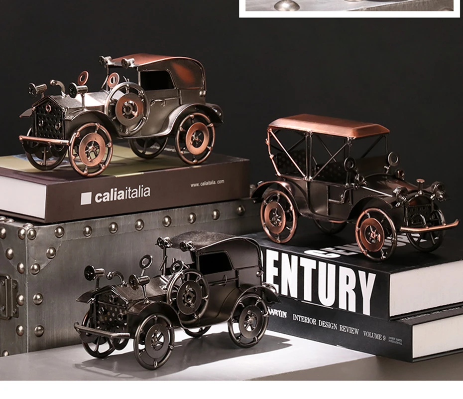 

Handmade Silvery Grey or Red Bronze Old Car Restore Car Figurine Retro Model Metal Vintage Car Vehicle Model Boy Gift Home Decor