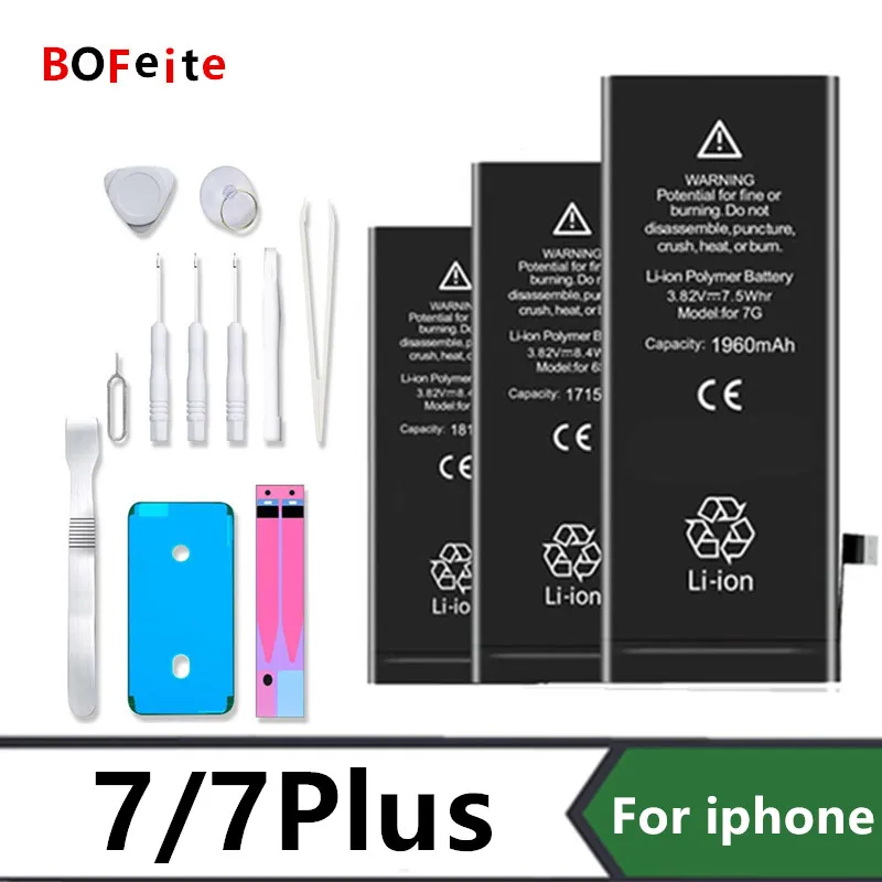 BoFeite Battery For Apple iPhone 7 7plus Replacement Mobile Phone Bateria  High Quality 0 Cycle with Repair Tools Kit