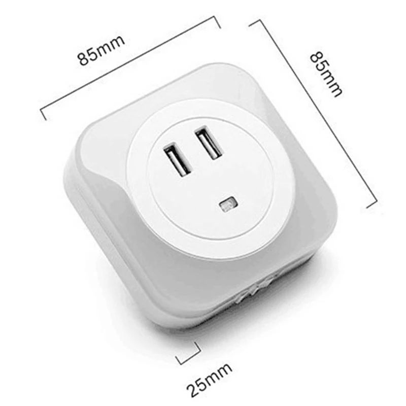 

Белый светодиодный ночник с двумя портами USB для дома