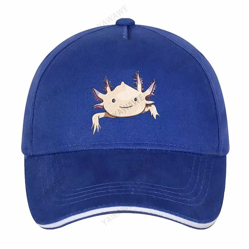 

Men Outdoor Snapback Hats Boyfriend Cap Axolotl Friend Funny Cartoon Animal Print Cotton Baseball Caps free shipping