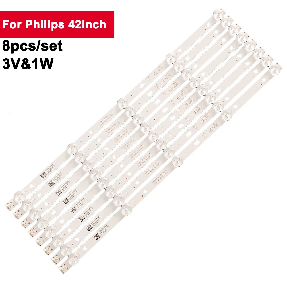 8Pcs/Set TV LED Light Strips For Philips 42inch 5-LEDs 4708-K420WD-A3213k01 TV Backlights Bar 43PUF6056 LE42K51S-UD 43HFF5358