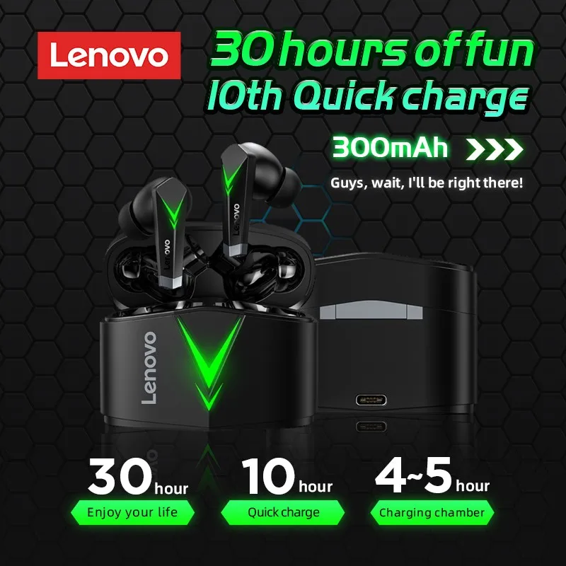 

Оригинальные Игровые наушники Lenovo LP6 TWS, беспроводные наушники Bluetooth 5,0 HIFI, наушники с шумоподавлением, Двухрежимная гарнитура (черная)