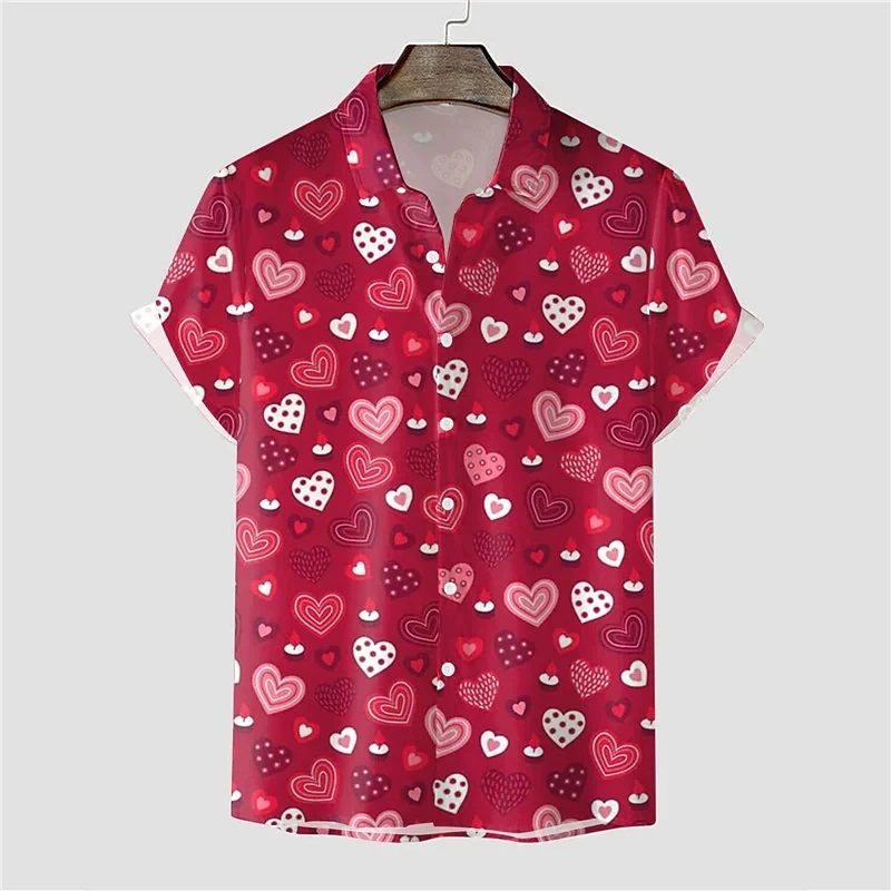 

Men's Shirt Summer Hawaiian Shirt Heart Letter Graphic Prints Turndown Clothing Apparel Tropical Fashion Hawaiian Designer