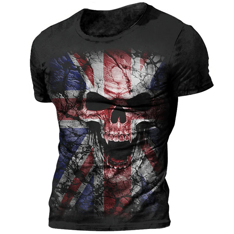 

Men's T-shirts Summer 3D Vintage Horror Skull Tee Hip Hop Rock Streetwear O-Neck Short Sleeve Top Oversized T Shirt Men Clothing