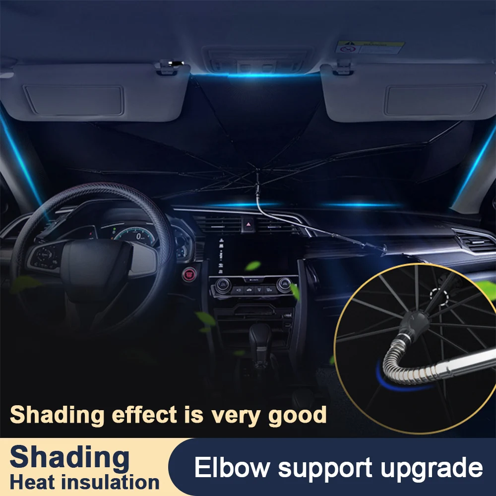 

Car Sun Shade Protector Auto Front Window Sunshade Windshield Sun Umbrella for Compact Two-Compartment Vehicle Block UV Ray