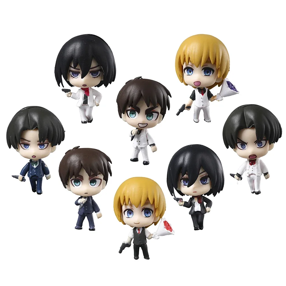 Эрен Йегер Микаса Леви Акерман Армин Арлерт Широкуро Капсула ПВХ Фигурки Игрушки