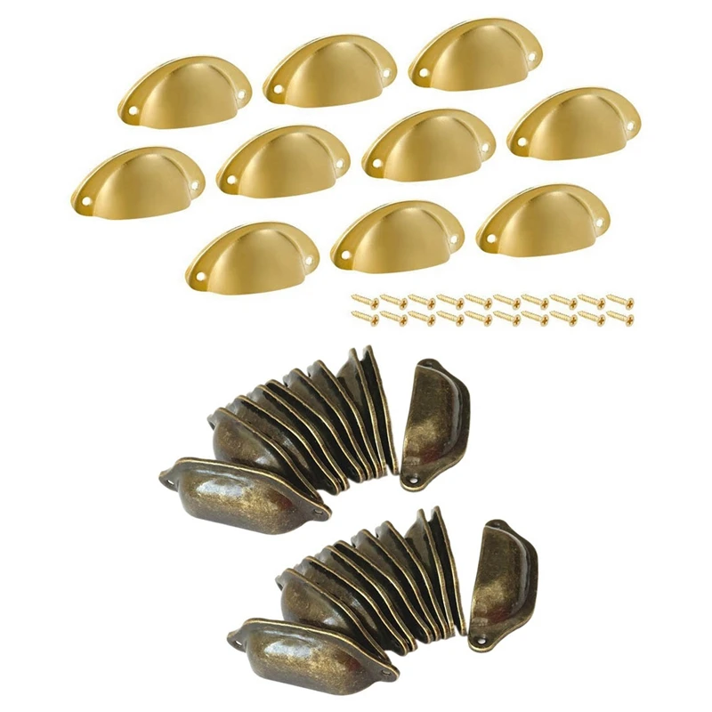 

30 Pcs Antique Handle Drawer Handle Cabinet Handle, 10 Pcs Gold Tone & 20 Pcs Bronze
