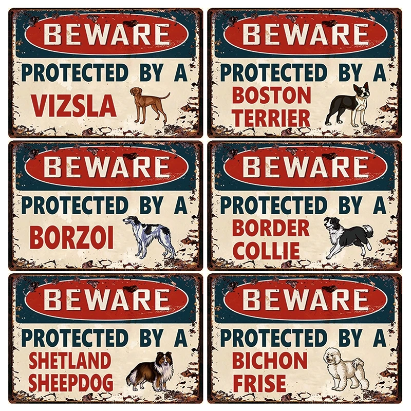 

Pet Dog Beware Protected By A Vizsla Metal Plate Tin Signs Art Posters Vintage Wall Painting Pub Bar Cafe Man Cave Decor Sticker