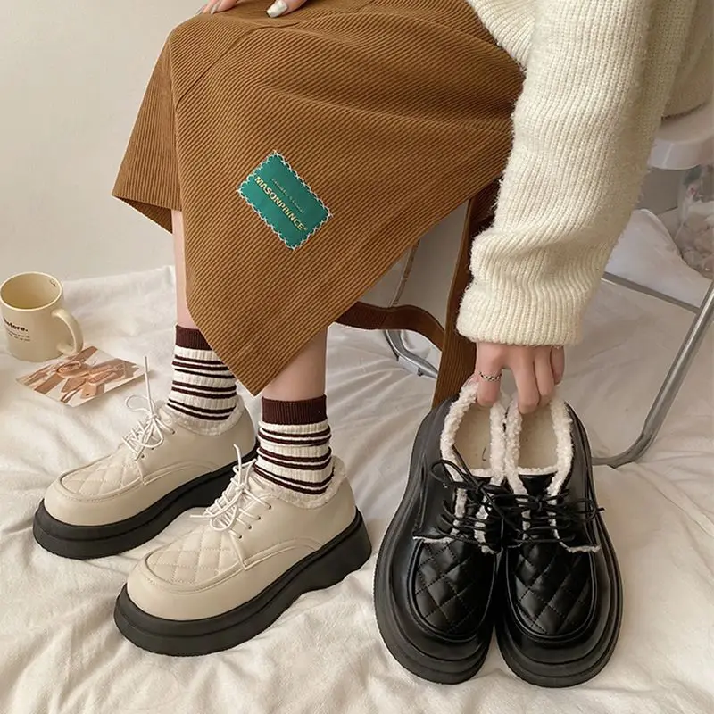 LLUUMIU Womens Shoes British Style All 