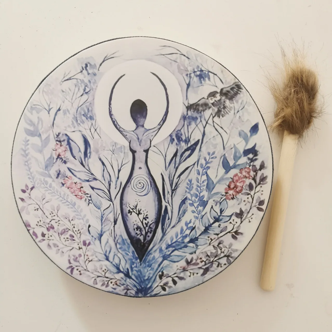 

25CM Shaman Drum Tree Of Life Decoration Design Handmade Shamanic Drum Siberian Drums Spirit Music with Drumstick Perfect Gift