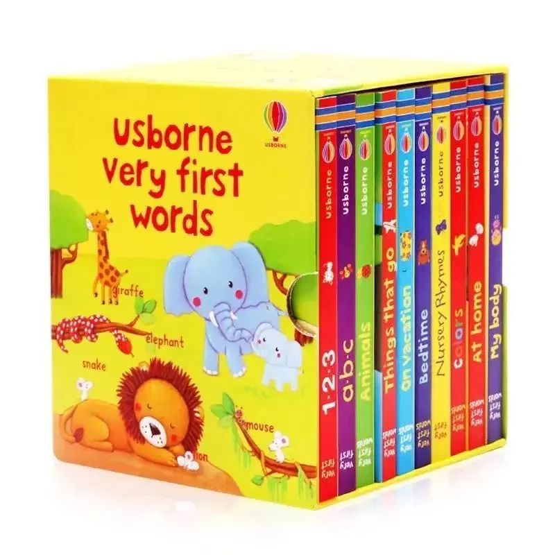10 Books/Set USborne Very First Words Board Book Educational Toys for Children English Books Baby