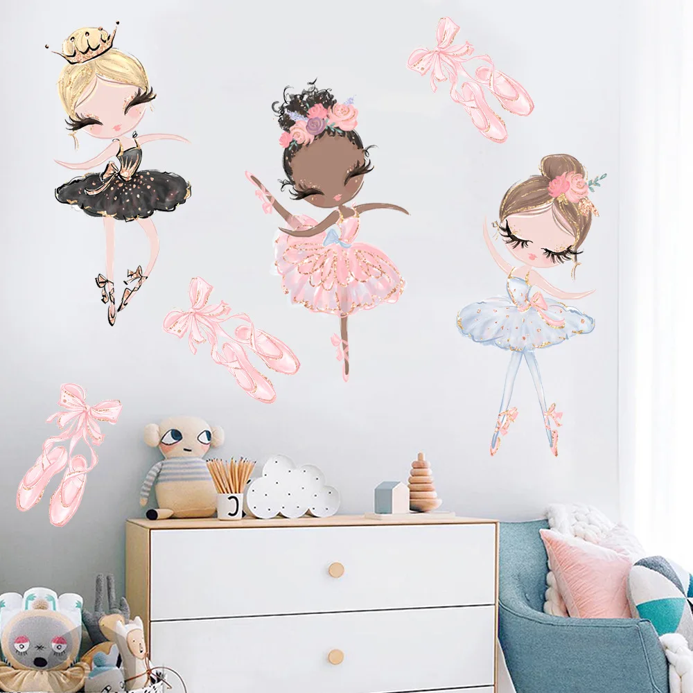 

Cute Ballerina Wall Stickers for Kids Rooms Girls Baby Room Decoration Fairy Ballet Dancer Princess Wallpaper Nursery Wall Decal