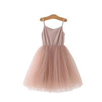 girl kids dress sling dress girls rib panel mesh skirt princess dress tulip skirt summer dress pink costume for girls 2022